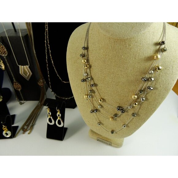 Mixed Metals Two Tone Jewelry Lot Gold and Silver Tones 16pc Chico's Bio88 - Picture 8 of 16